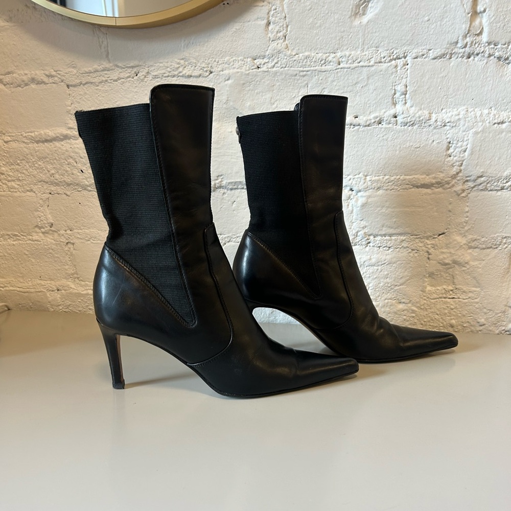 Great Condition YSL Yves Saint Laurent Black Leather Ankle Booties - Size 37!!